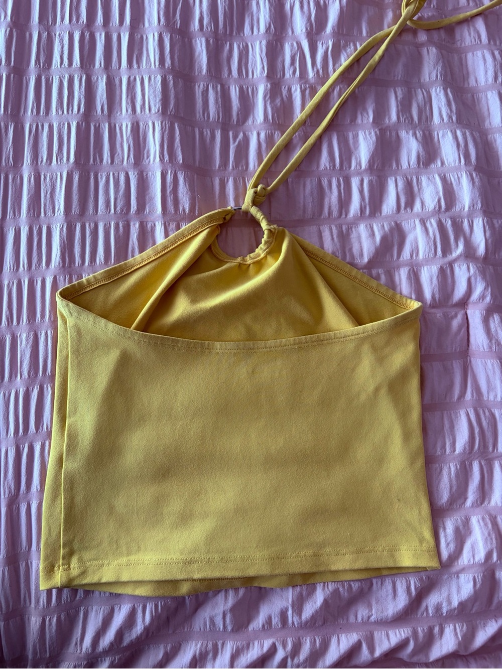 Abercrombie & Fitch Pale Yellow Halter Keyhole Crop Top - Picture 3 of 4